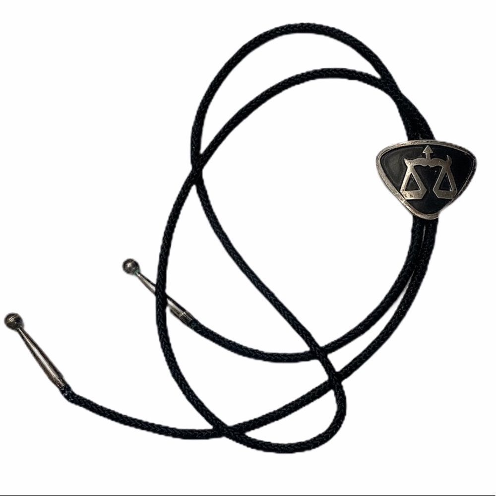 STERLING JLF TAXCO 107 Black String Necklace Bolo Tie